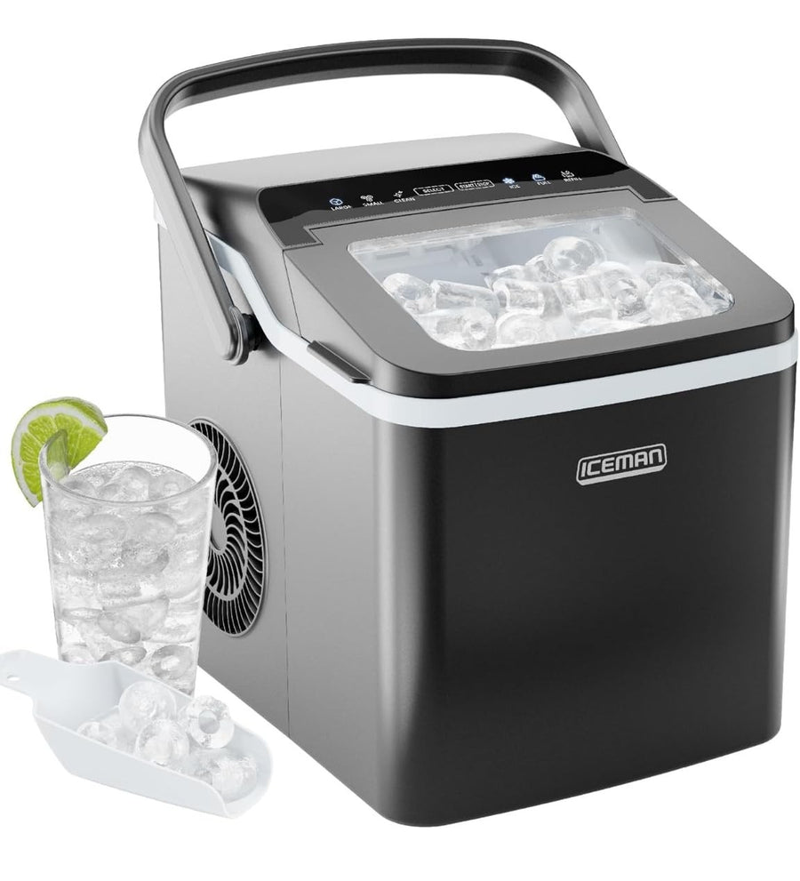 Portable Dual-Size Ice Maker Machine - Fast 9 Cubes in 7 Mins, 22lbs/Day