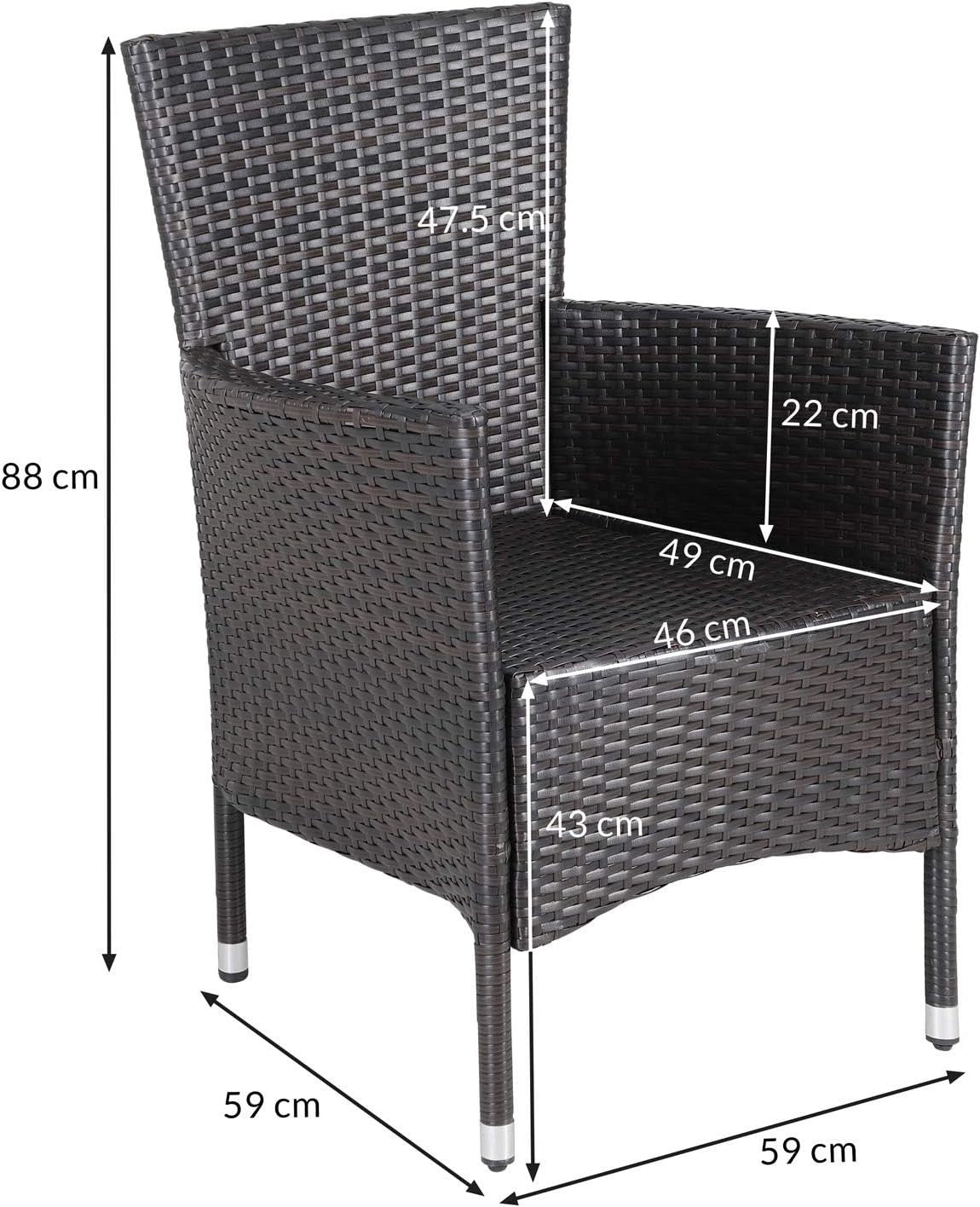 Cushioned Rattan Garden Chairs Set of 2 Stackable Patio Armchairs Brown