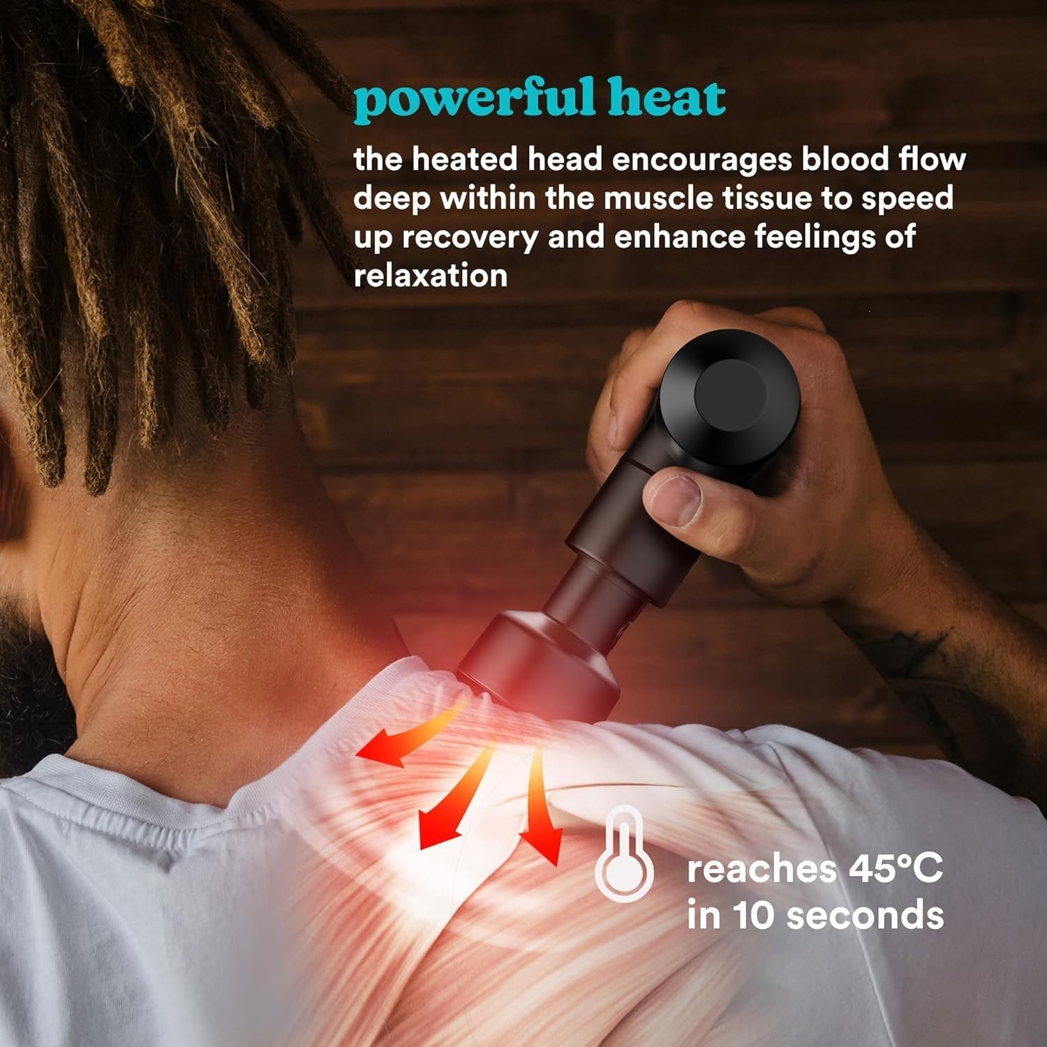 Portable Heated Mini Massage Gun with 5 Attachments, 4 Intensity Levels for Full