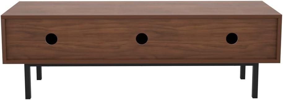 Walnut Marble TV Stand Cabinet for 65" TV Storage Cable Tidy Modern