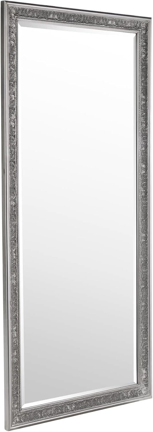 Large Antique Silver Full Length Wall Mirror 160x73cm Bevelled Glass