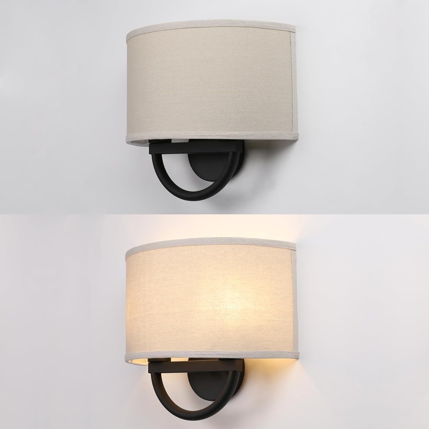 2-Light Wall Sconce with Linen Shade, Retro Antique Look, Easy Install
