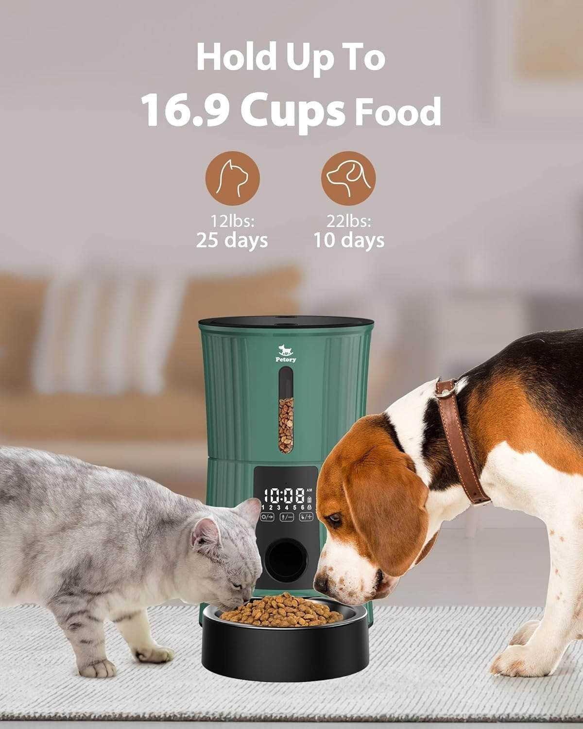 4L Automatic Pet Feeder Timer Food Dispenser 6 Meals Portion Control