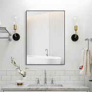 Wall Mirror 28x20in Black Frame | Modern Vanity Mirror for Bathroom & Bedroom