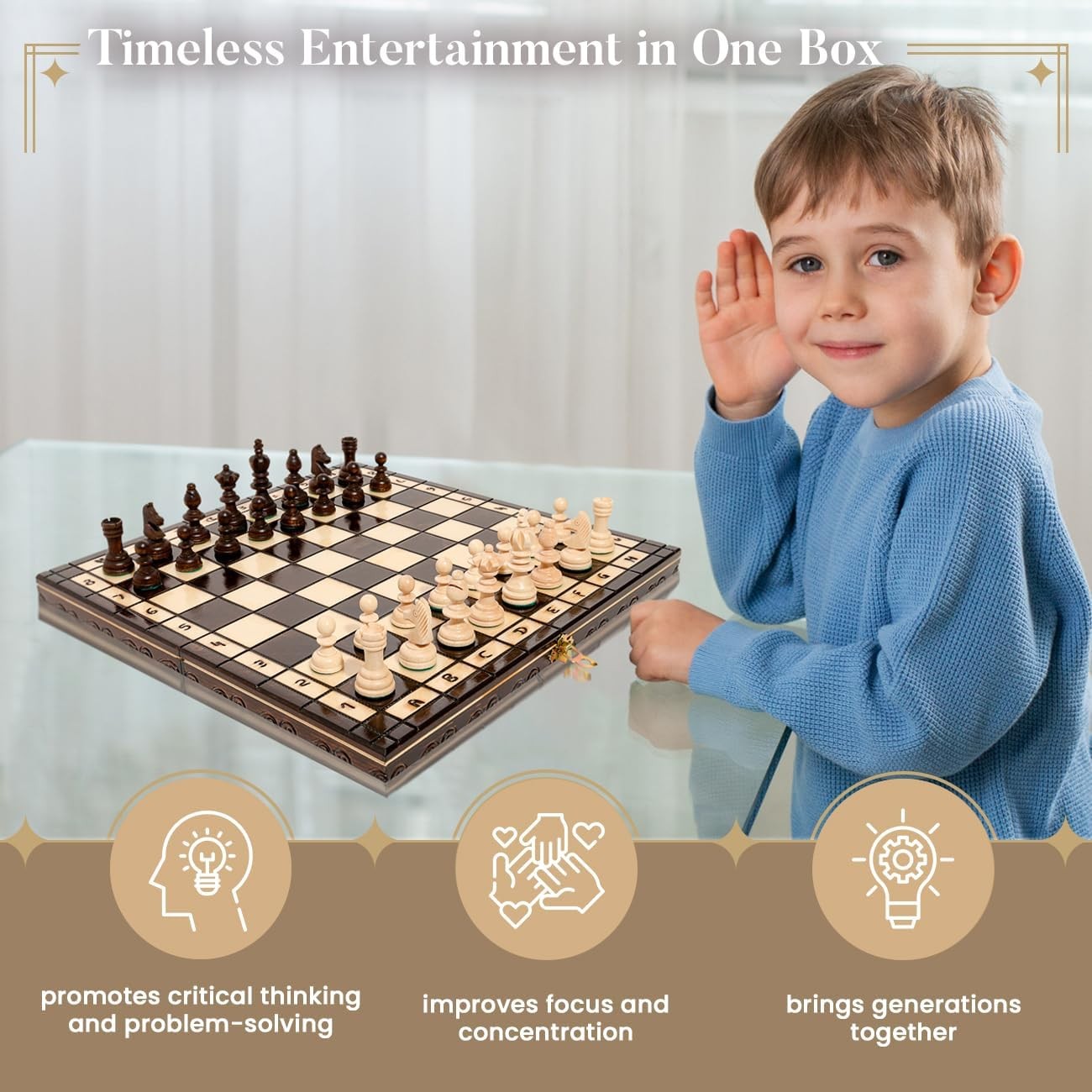 2in1 Wooden Chess & Checkers Set 35cm | Foldable Board | Luxury Handcrafted