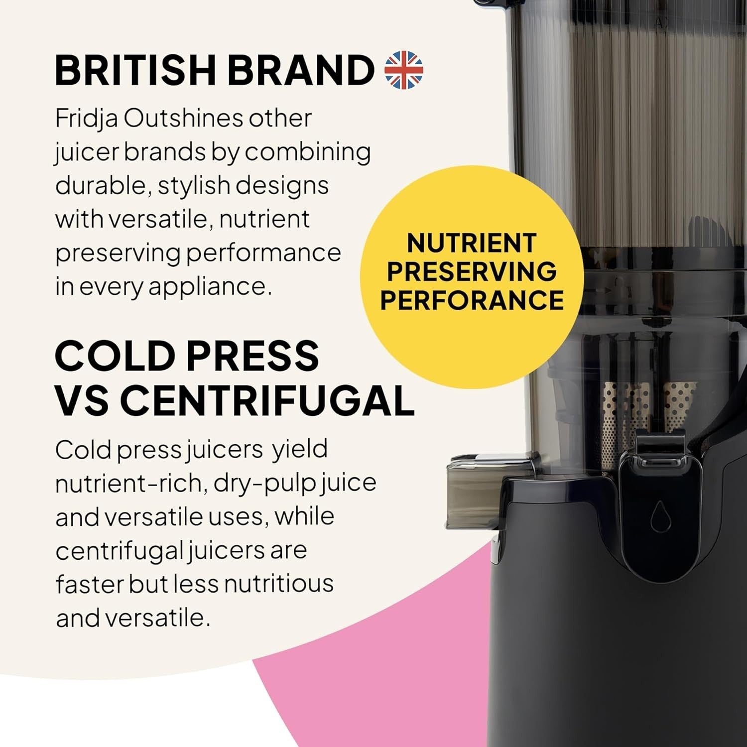 Cold Press Juicer 135mm Wide Chute Whole Fruit 250W Quiet High Yield