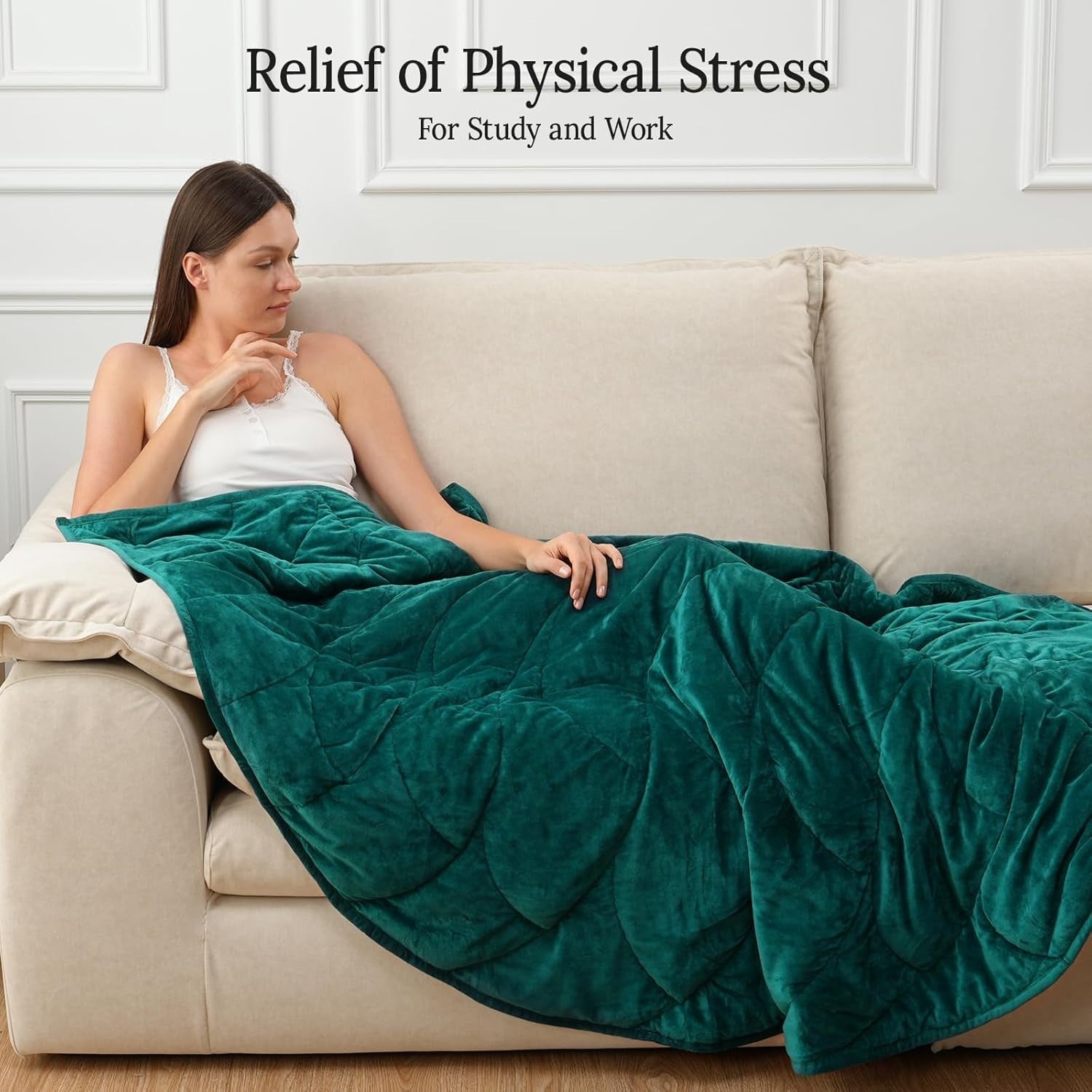Weighted Blanket 10lbs Green 60x78 Soft Heavy Blanket for Adults