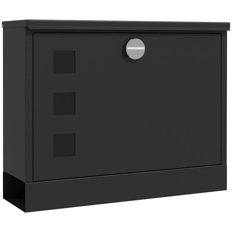 Wall Mounted Post Box with Lock – Modern Black Steel Mailbox