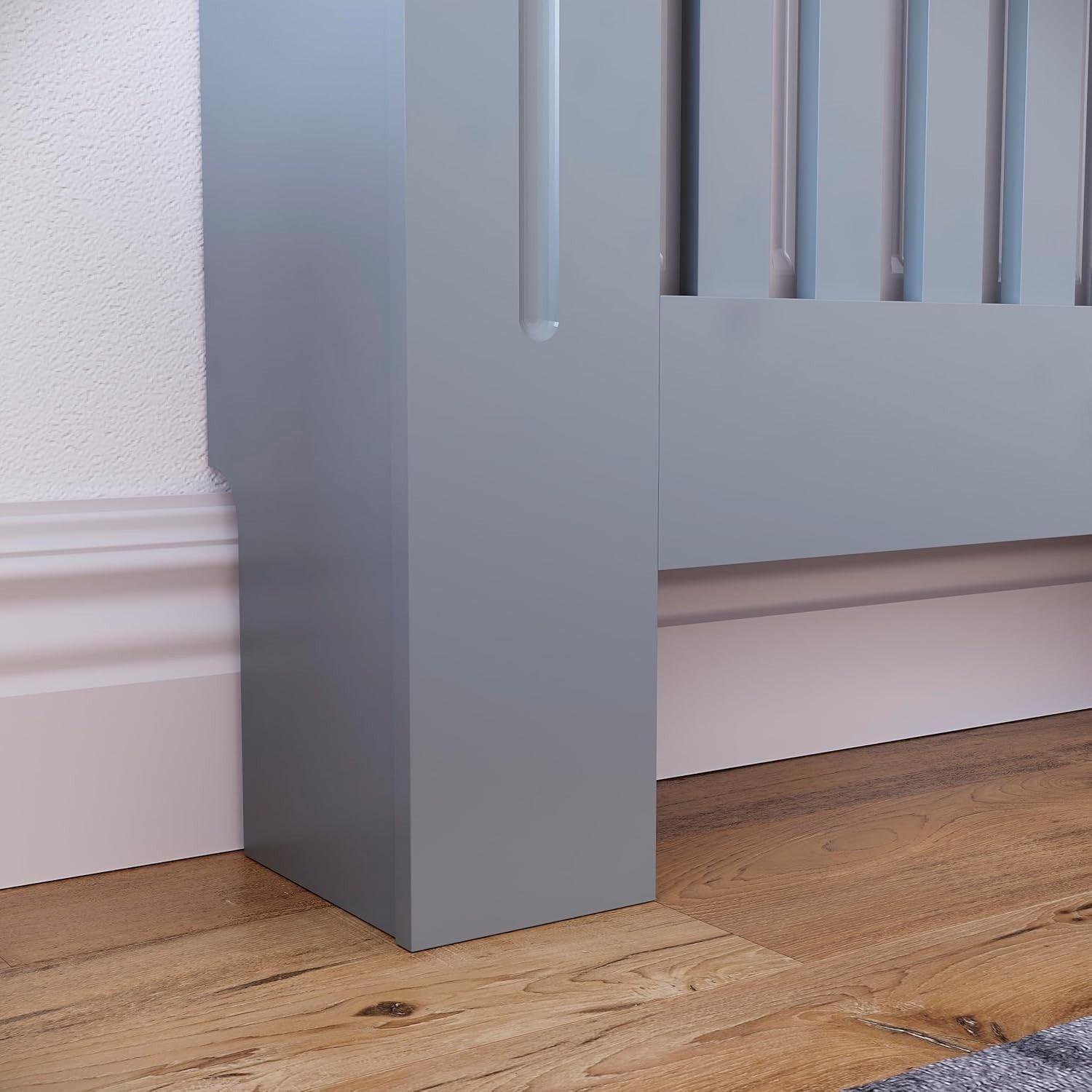 Small Dark Grey Radiator Cover Cabinet | Modern MDF Slatted Heater Cover