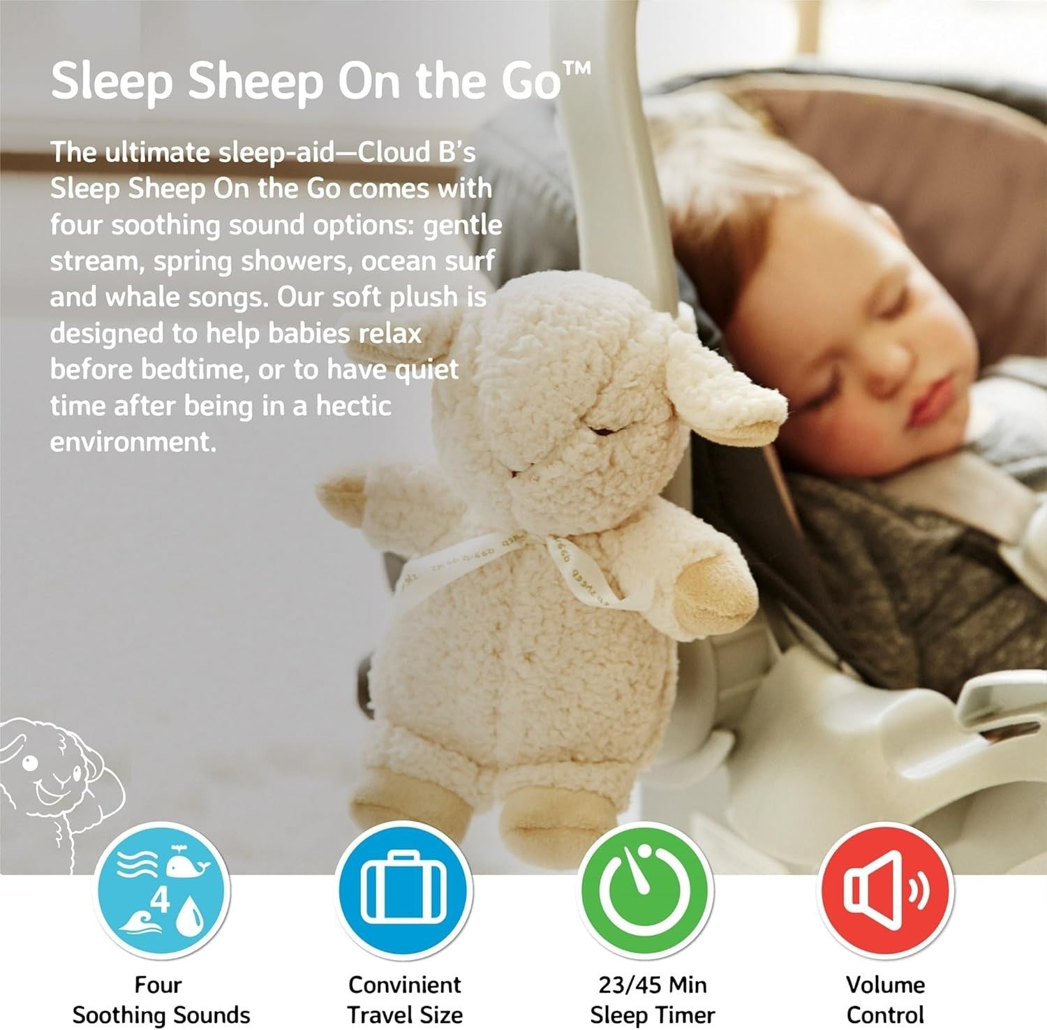 Sleep Sheep On the Go Baby White Noise Travel Toy Soothing Lullabies