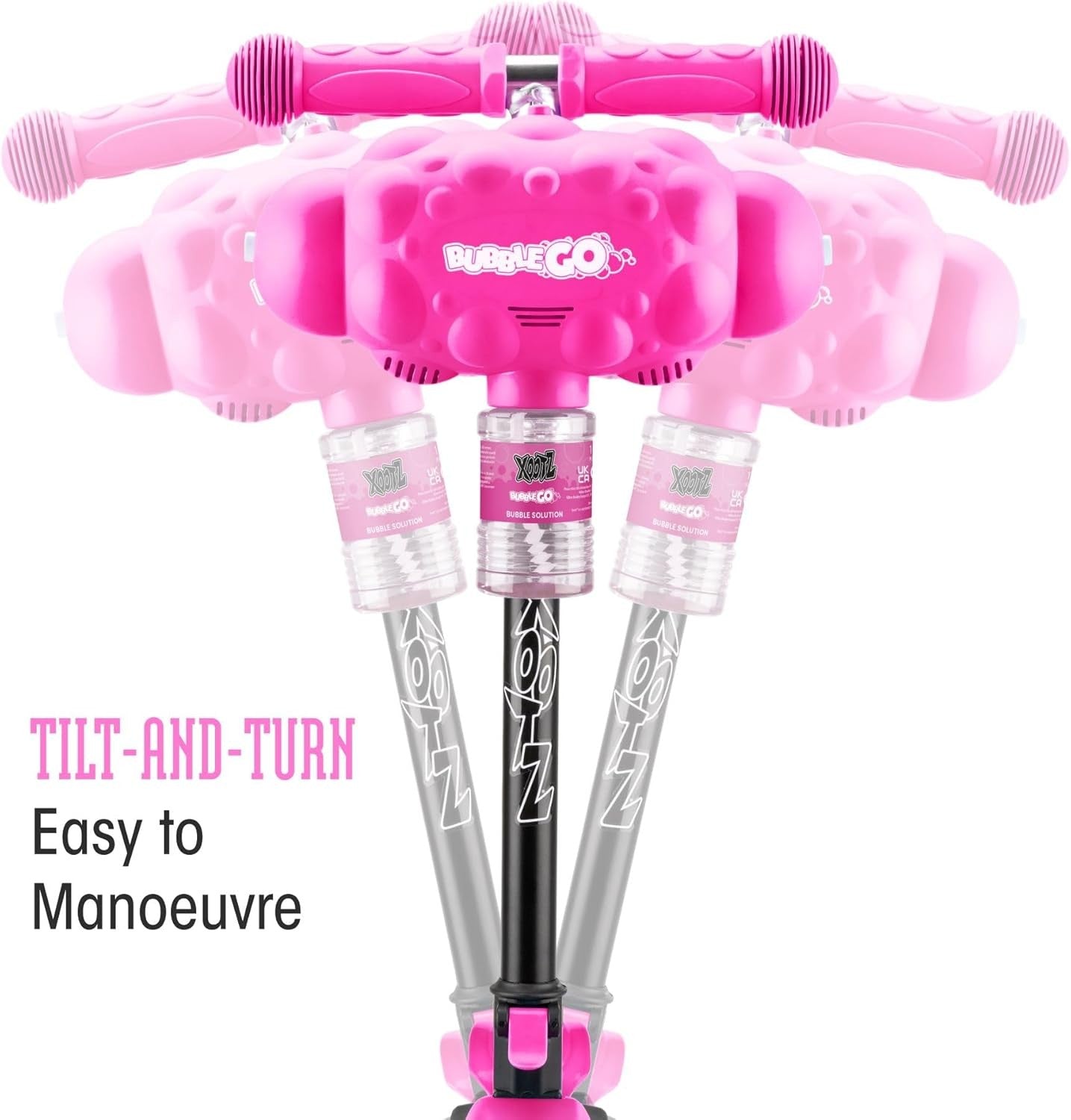 Kids 3 Wheel Bubble Scooter Foldable Tilt Turn Pink Age 3+
