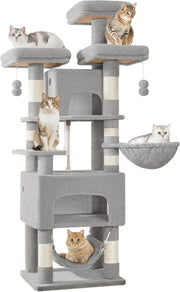 Large Cat Tree 176cm Multi-Level Tower with Condos Hammock Posts