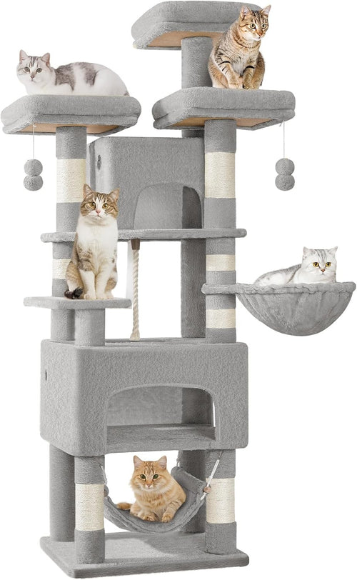Large Cat Tree 176cm Multi-Level Tower with Condos Hammock Posts
