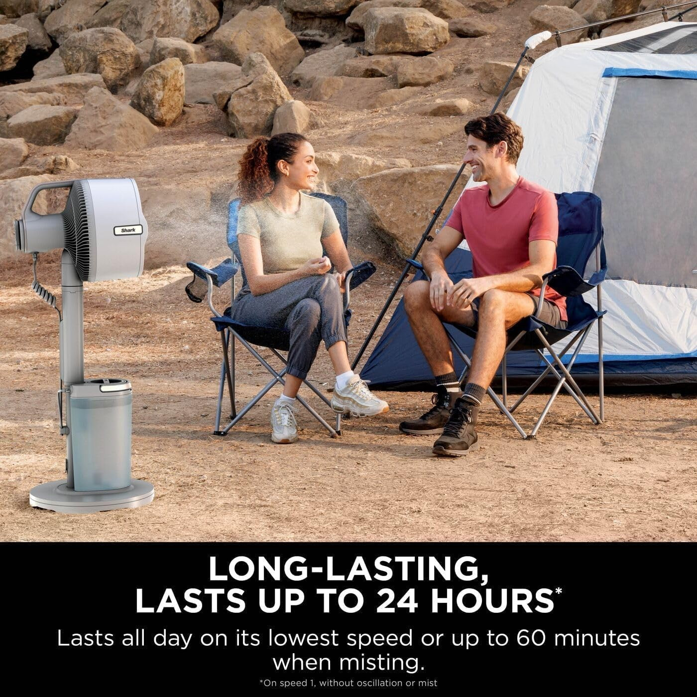Cordless Indoor Outdoor Fan 24H Runtime 5-Speed Misting Oscillating Cooling