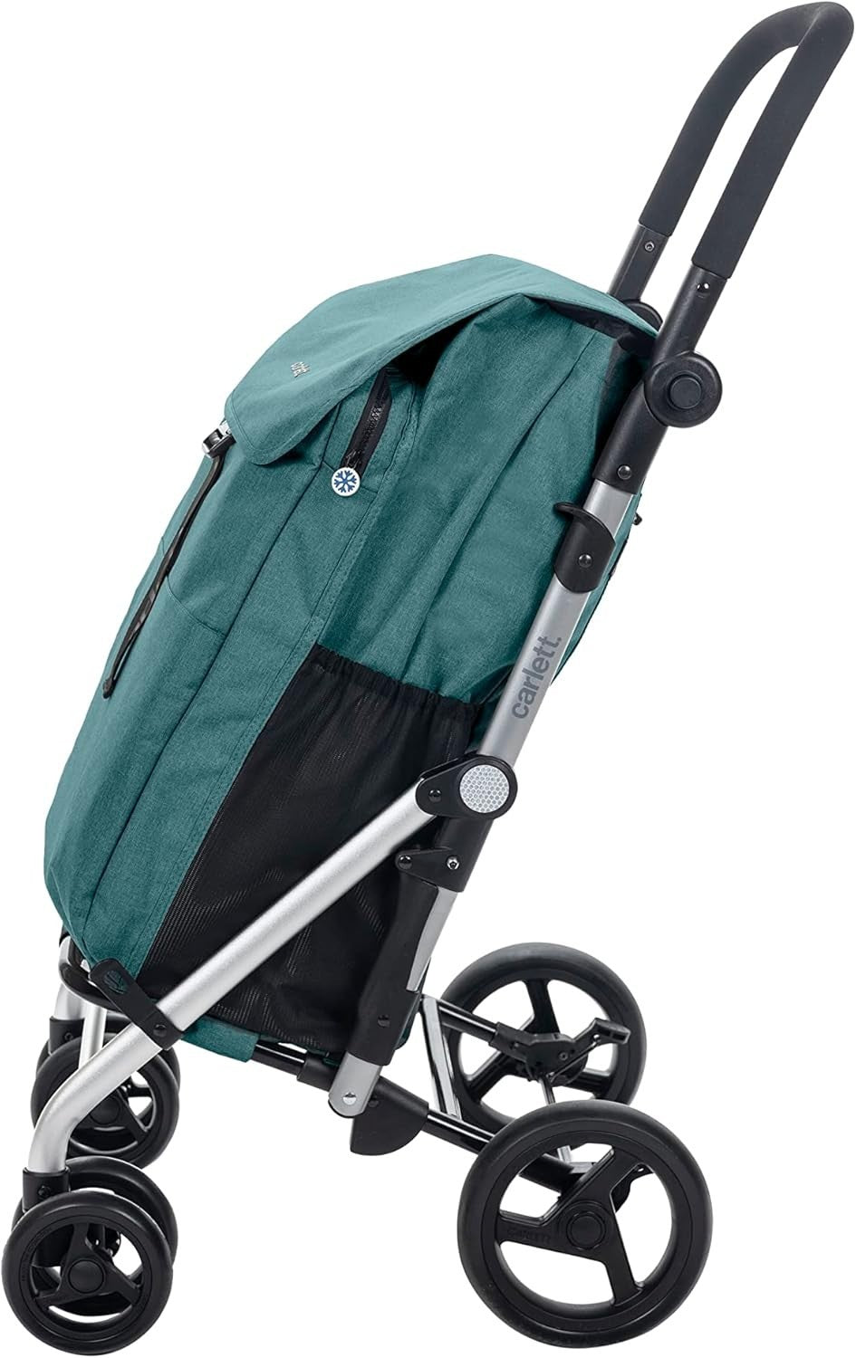 Foldable Grocery Cart 64L Thermal Trolley 4 Wheels Large Capacity Green