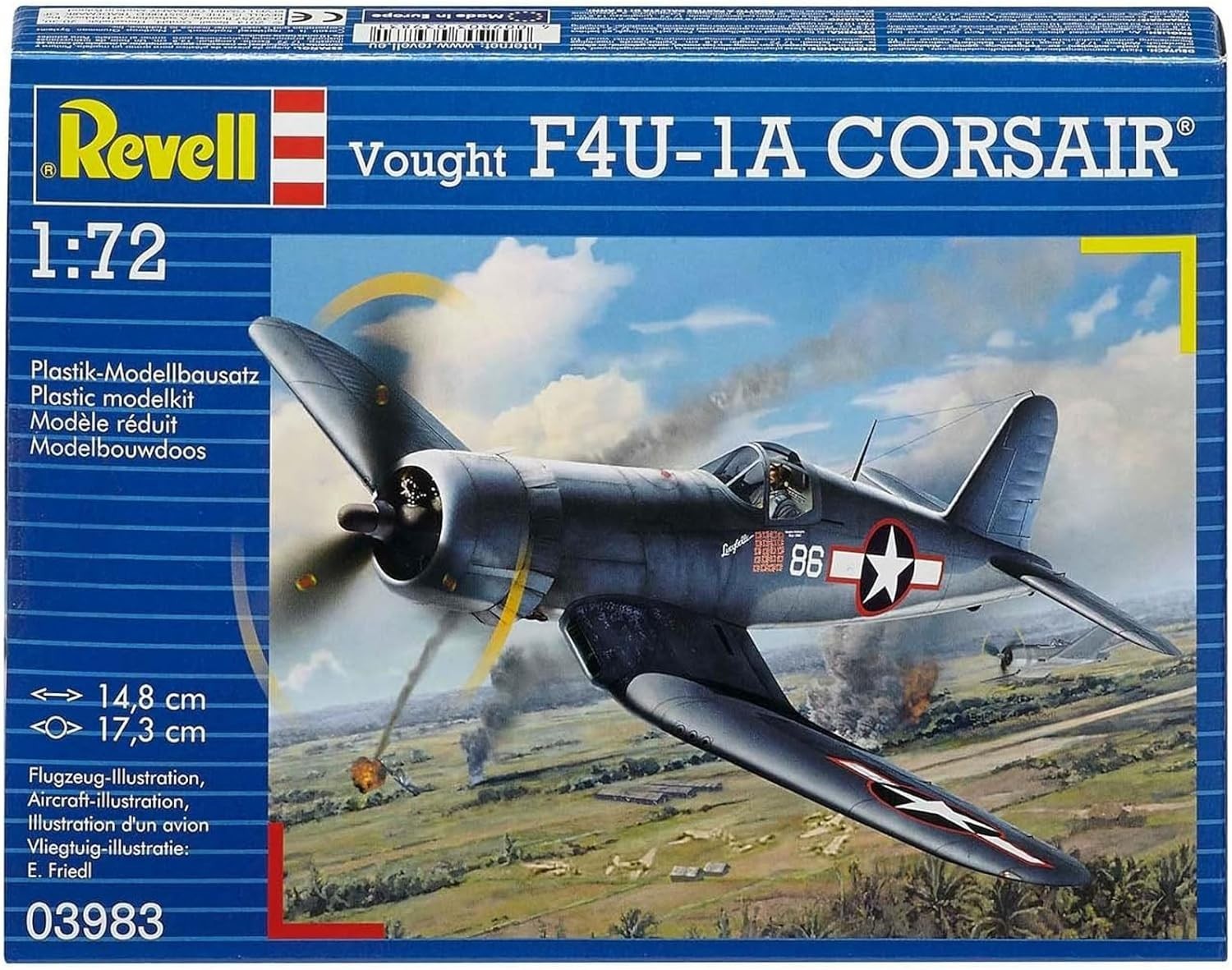 1:72 F4U-1D Corsair Fighter Jet Model Kit • Unpainted • 63-Piece Set