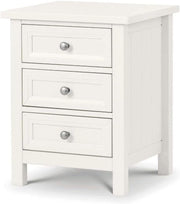 White 3 Drawer Bedside Table, Modern Nightstand with Storage, Bedroom Furniture