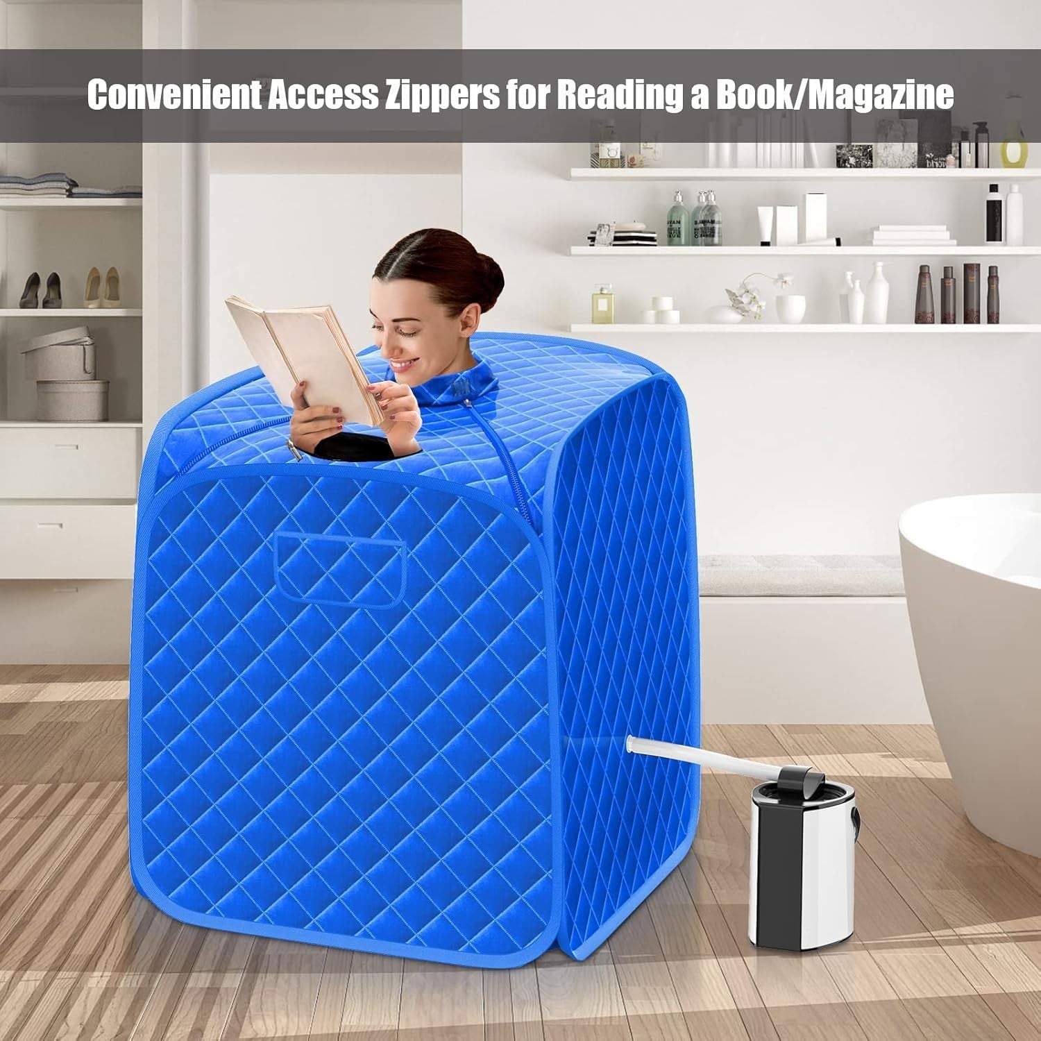 Portable Full Body Steam Sauna Tent Blue – 3L Steamer, Chair & Remote