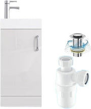 Slim 400mm Bathroom Vanity Unit with Basin White Floor Standing Sink Cabinet