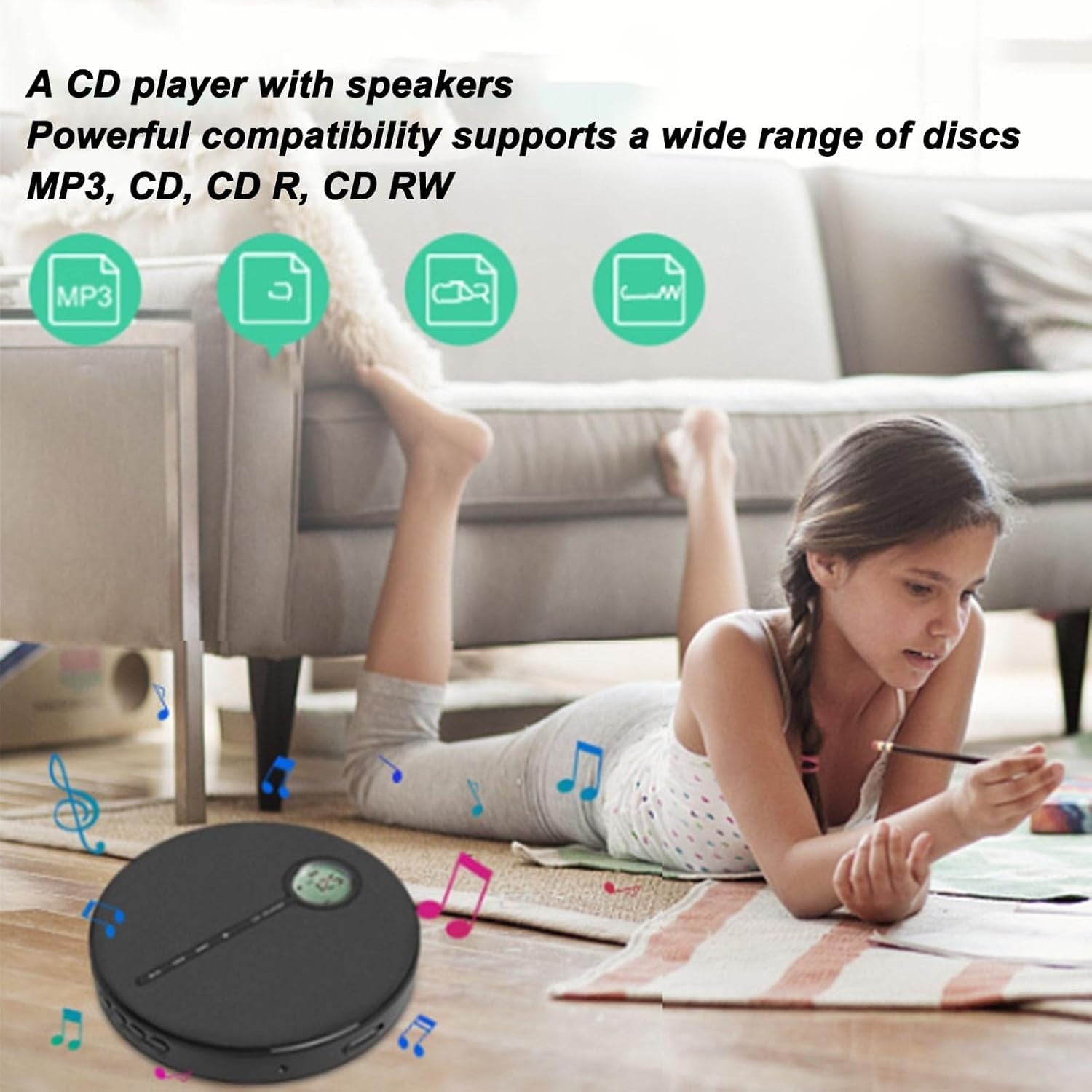Portable Bluetooth CD Player Rechargeable Speaker Anti Skip AUX