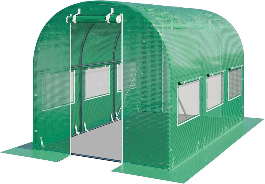 Durable Green Polytunnel Greenhouse 2x3m UV Resistant PE Cover with Windows