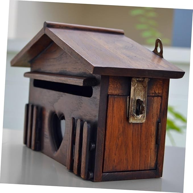 Wall Mounted Waterproof Mailbox Retro Locking Post Box | Indoor Outdoor Holder