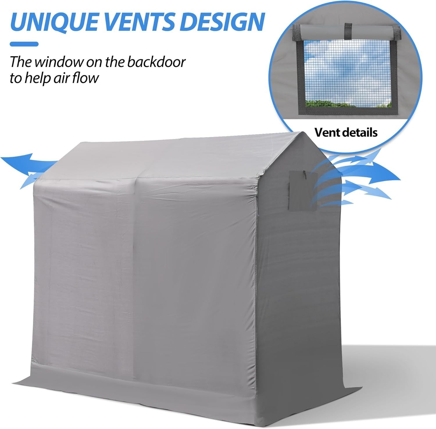 Outdoor Storage Shed 6x3ft Waterproof Bike Garage Roll-Up Zipper Door