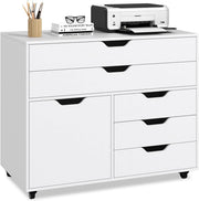 White Mobile File Cabinet 77x40x64cm 5 Drawer Printer Stand