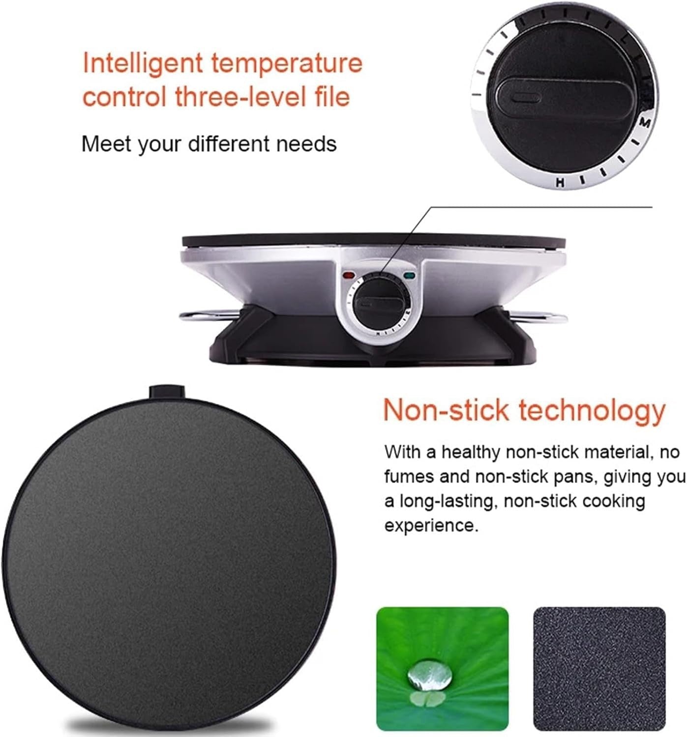 12" Electric Crepe & Pancake Maker 1200W | Non-Stick Adjustable Temp