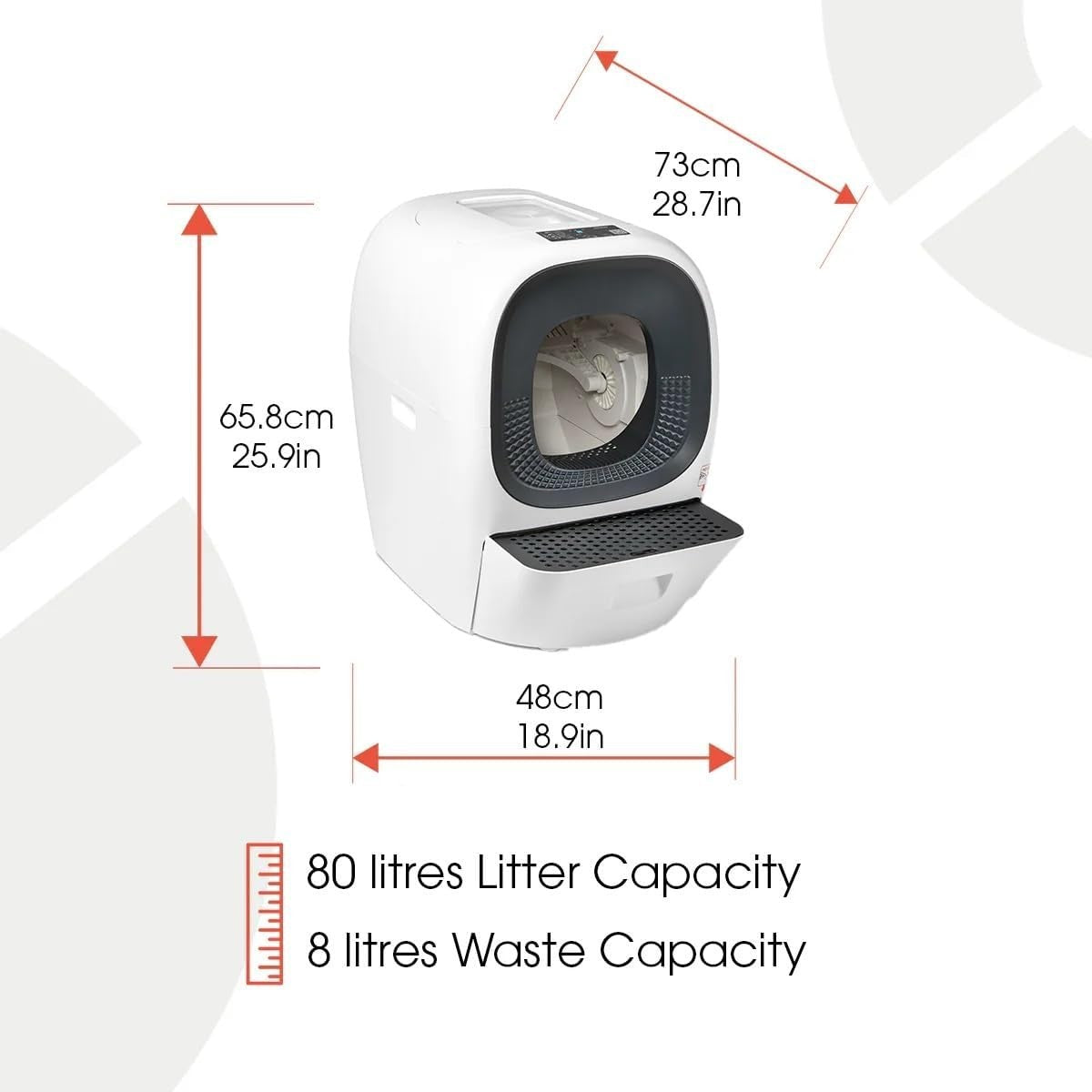 Self Cleaning Cat Litter Box Smart App Health Monitor 80L Auto