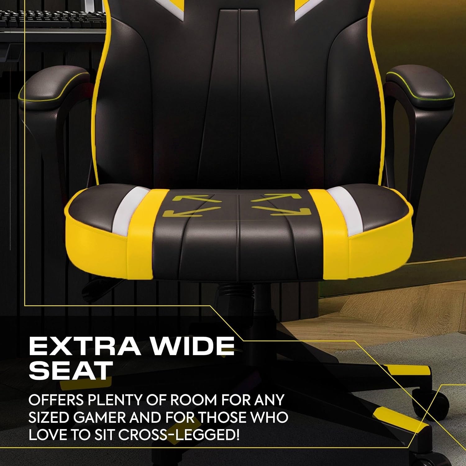 Ergonomic Gaming Chair High Back Wide Seat Yellow