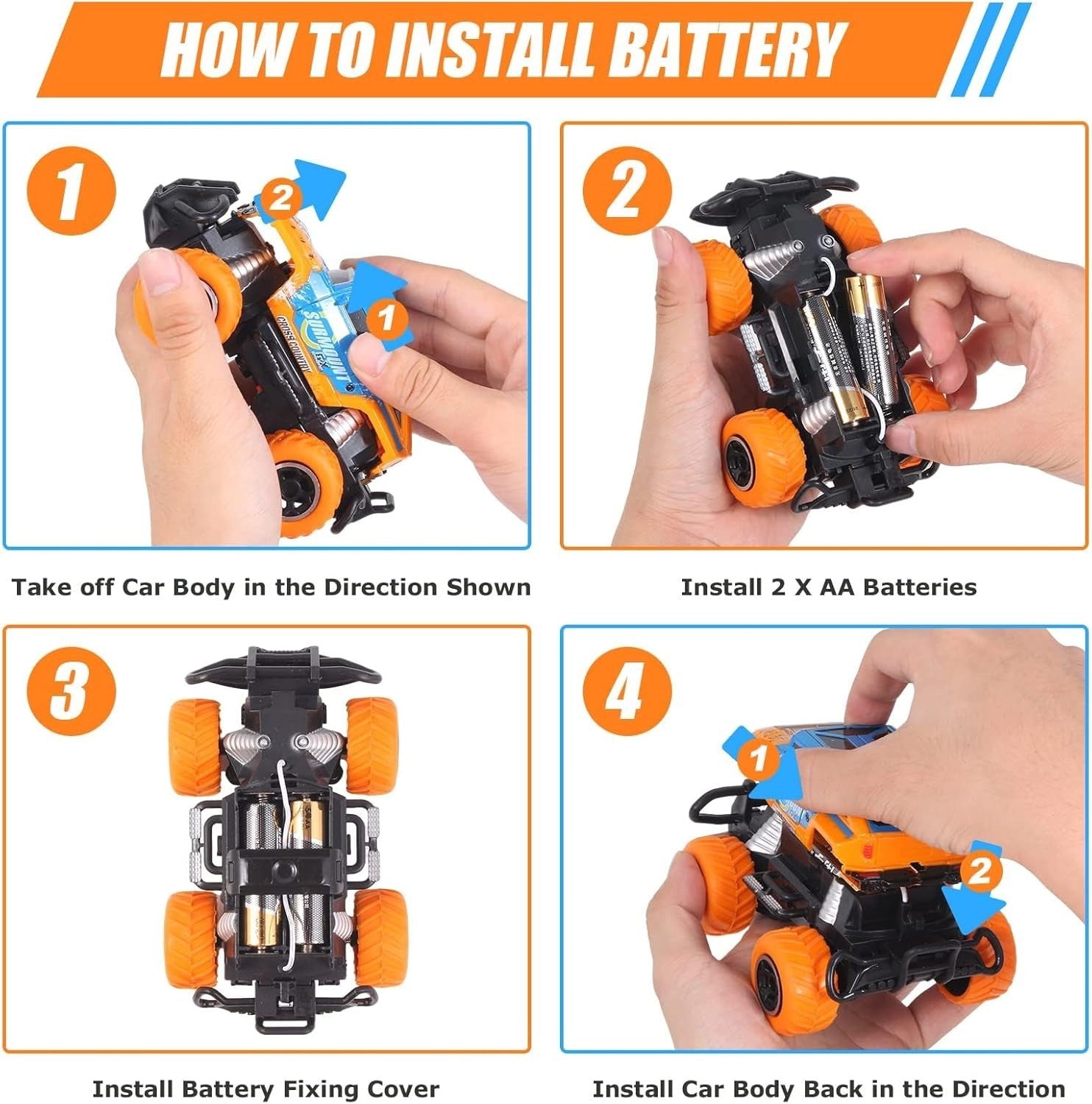 Off-Road RC Car, 4-Channel Remote Control Toy for Kids 3–8