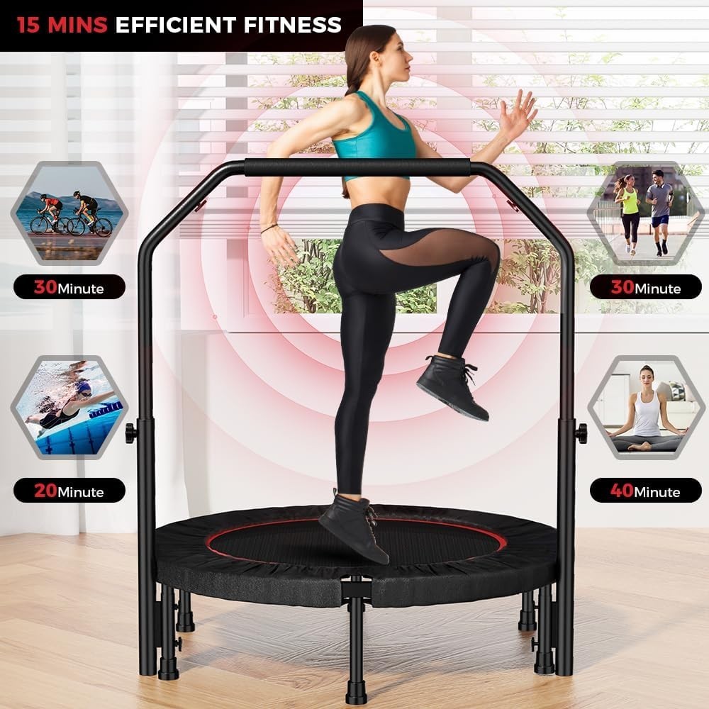 40in Heavy Duty Fitness Rebounder Adjustable Handle Quiet Indoor
