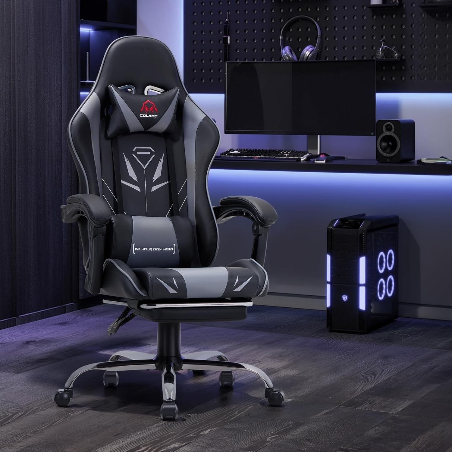Gaming Chair High Back Footrest Swivel Recliner Office PC Video Gamer Seat