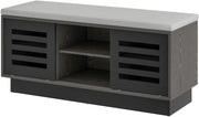 2-Tier Shoe Storage Bench Grey + Dark Grey, 6 Compartments & Sliding Doors