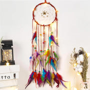 Colorful Boho Dreamcatcher with LED Fairy Lights Wall Decor
