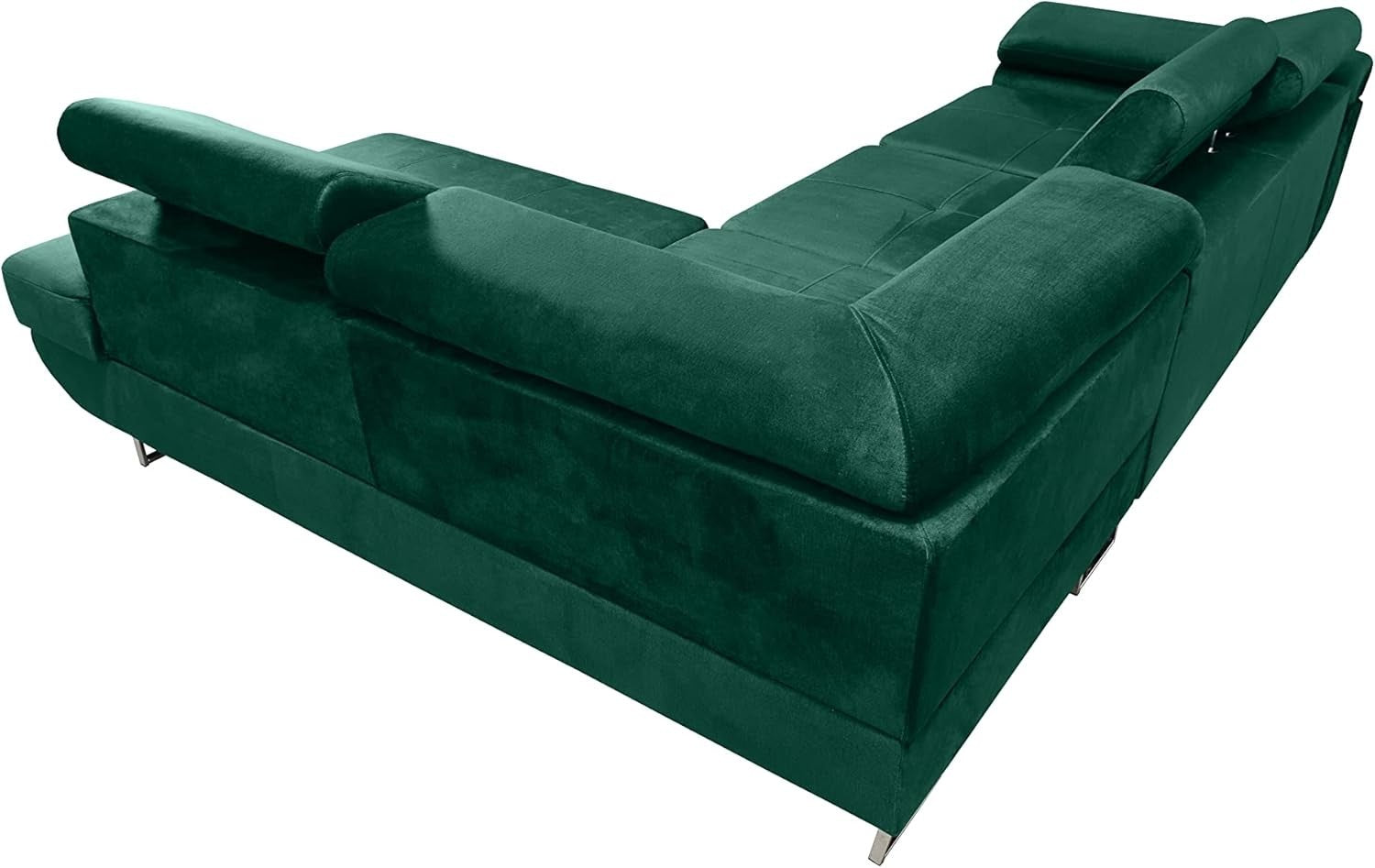 Pink Corner Sofa Bed with Storage, Headrests, Modern L Shape