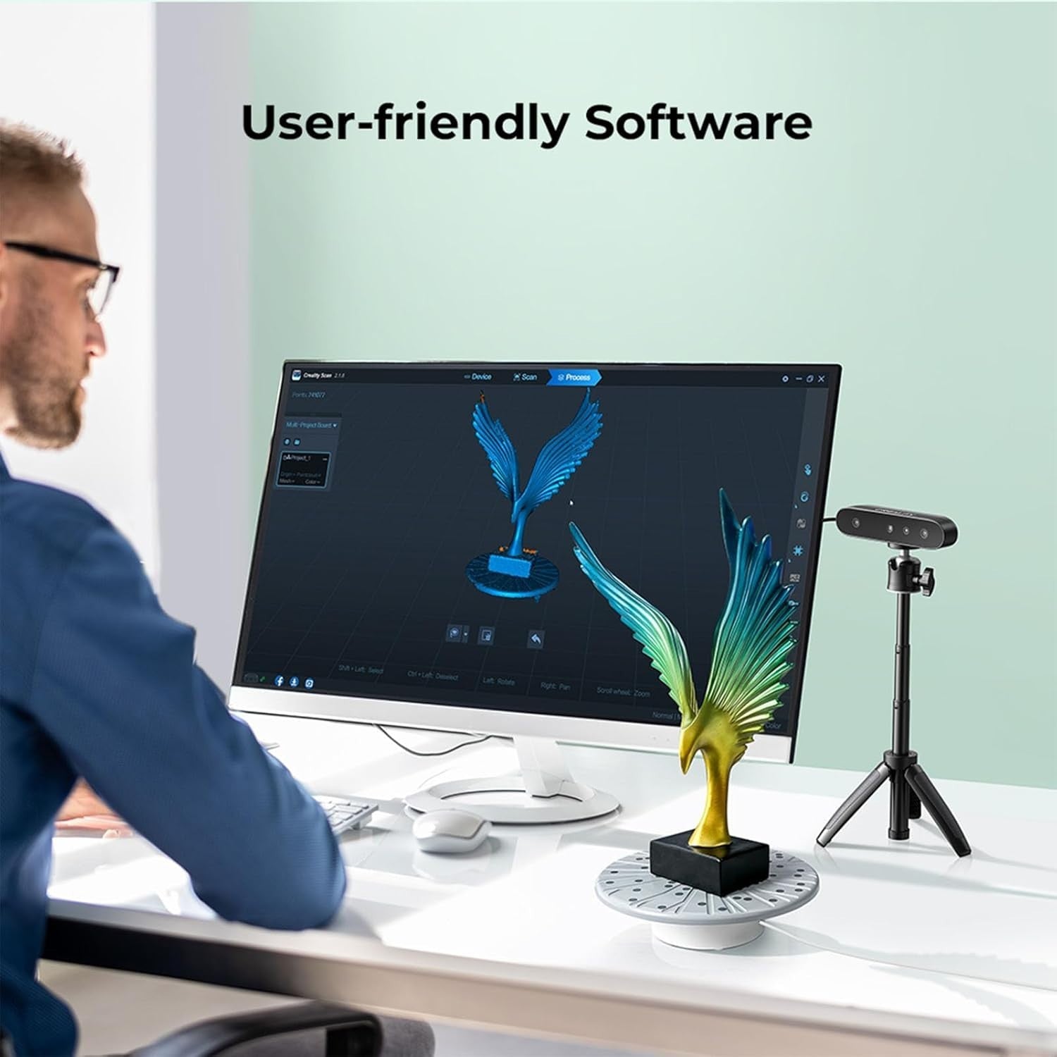 3D Scanner 0.1mm Accuracy Anti Shake Fast Scan Full Color