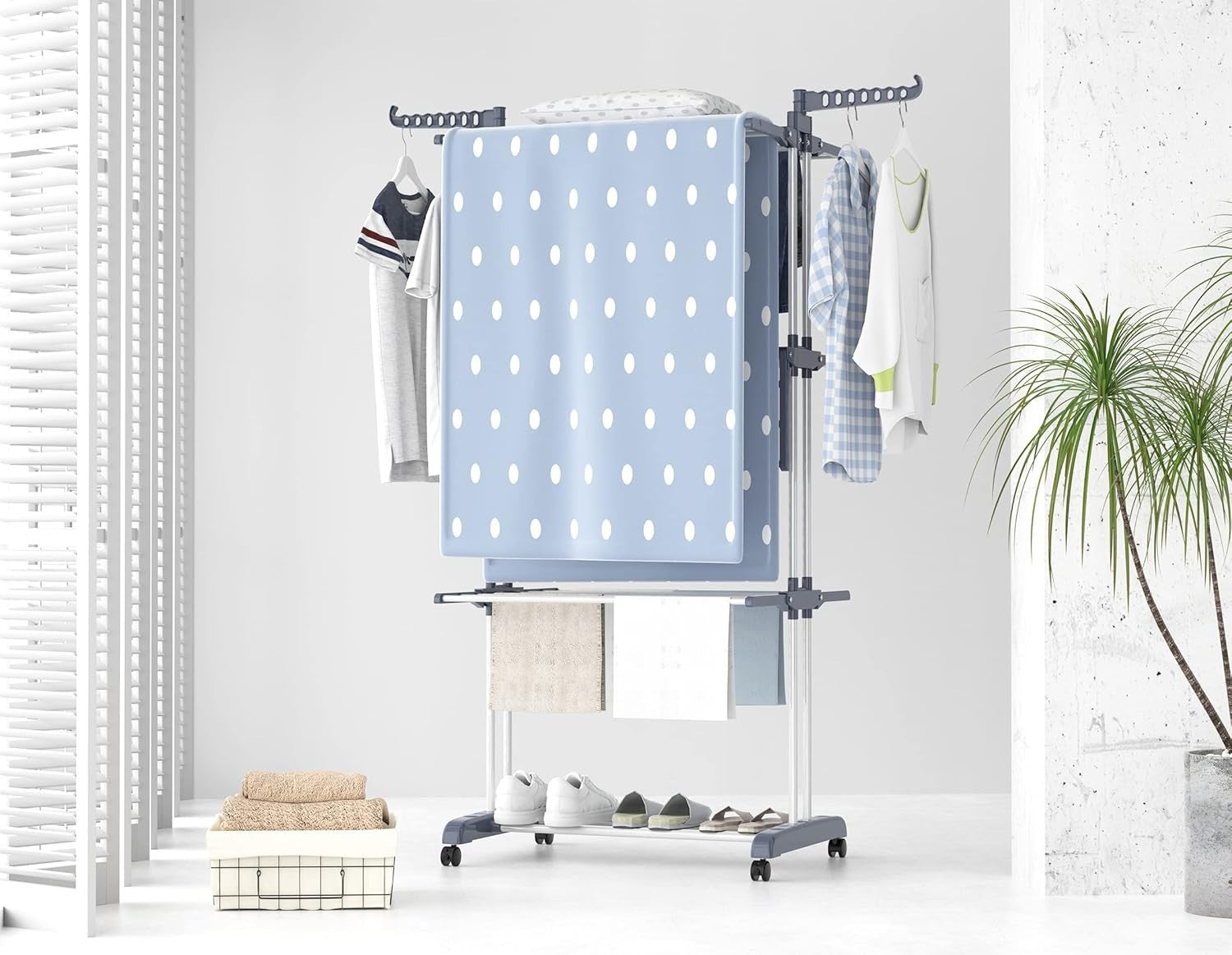 HOMIDEC 4-Tier Foldable Stainless Steel Clothes Drying Rack Grey