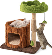 Cat Tree with Condo Scratching Post Hanging Toy Modern Indoor Kitten Tower