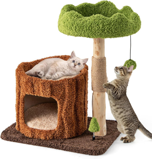 Cat Tree with Condo Scratching Post Hanging Toy Modern Indoor Kitten Tower