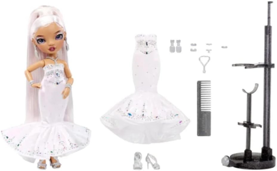 Holiday Collector Fashion Doll Rhinestone Gown Multicolor Hair Stand