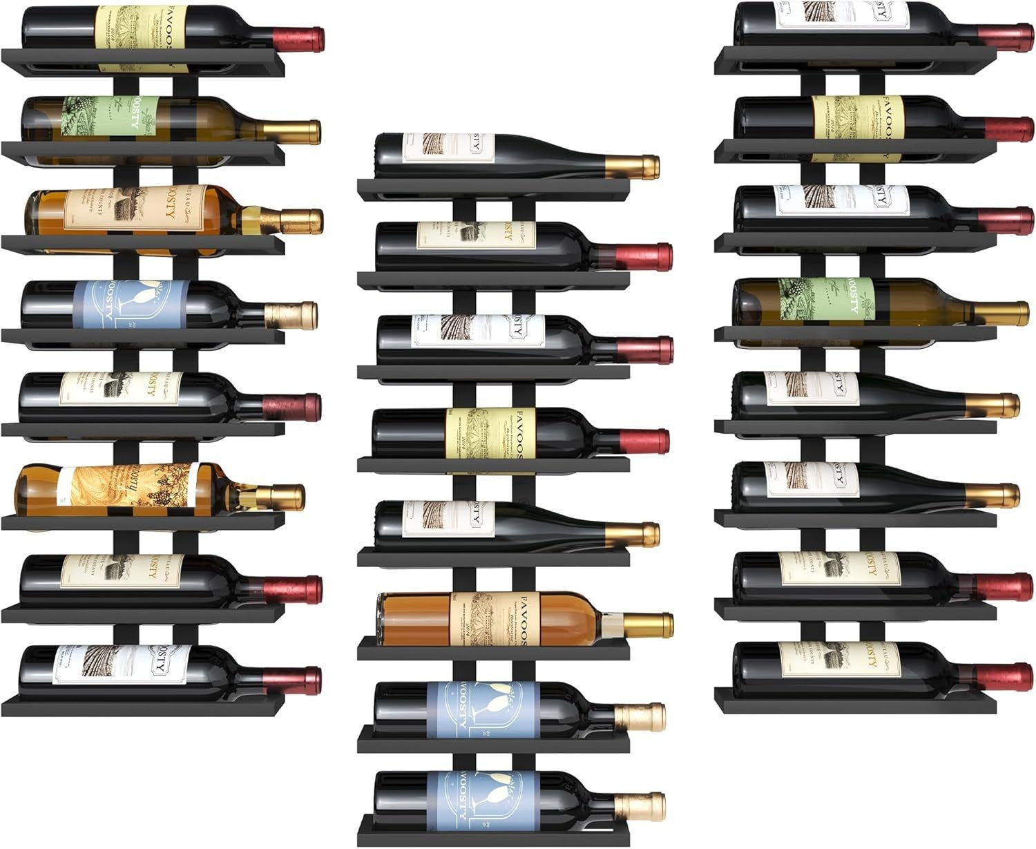 Wall Mounted Wine Rack 8 Tier Metal Bottle Display Holder Modern Home Bar Shelf