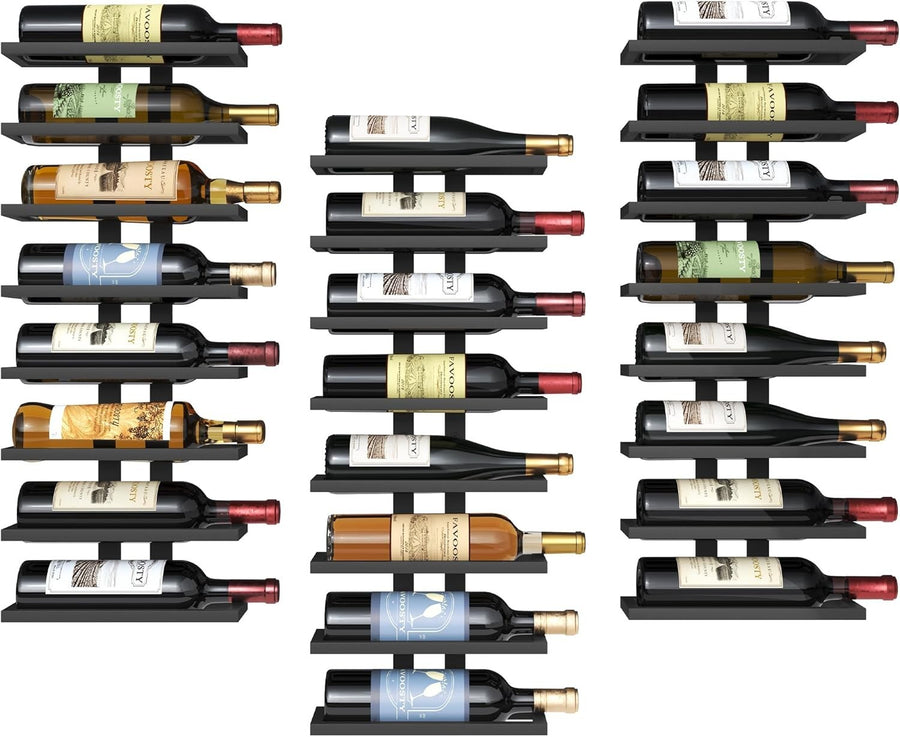 Wall Mounted Wine Rack 8 Tier Metal Bottle Display Holder Modern Home Bar Shelf