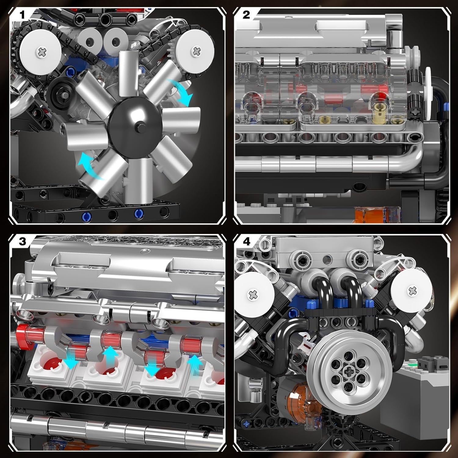V8 Engine Model Building Blocks Kit 535 pcs | Functional Motor & Realistic Desig