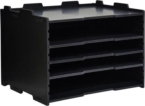 4-Tier Adjustable Desk Organizer File Tray, Letter Mail Holder, PVC Desktop