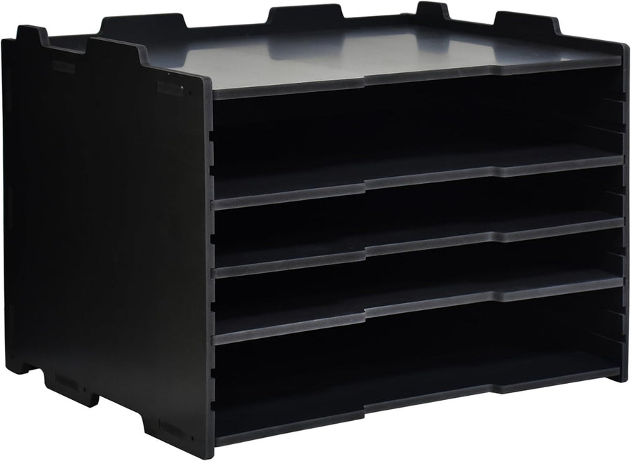 4-Tier Adjustable Desk Organizer File Tray, Letter Mail Holder, PVC Desktop