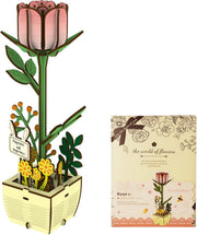 3D Wooden Flower Puzzle DIY Craft Kit, Romantic Home Décor, Easy Build Gift