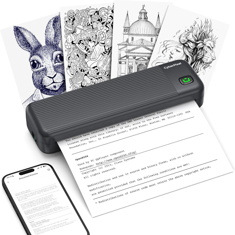 A4 Portable Thermal Printer Bluetooth Inkless Black