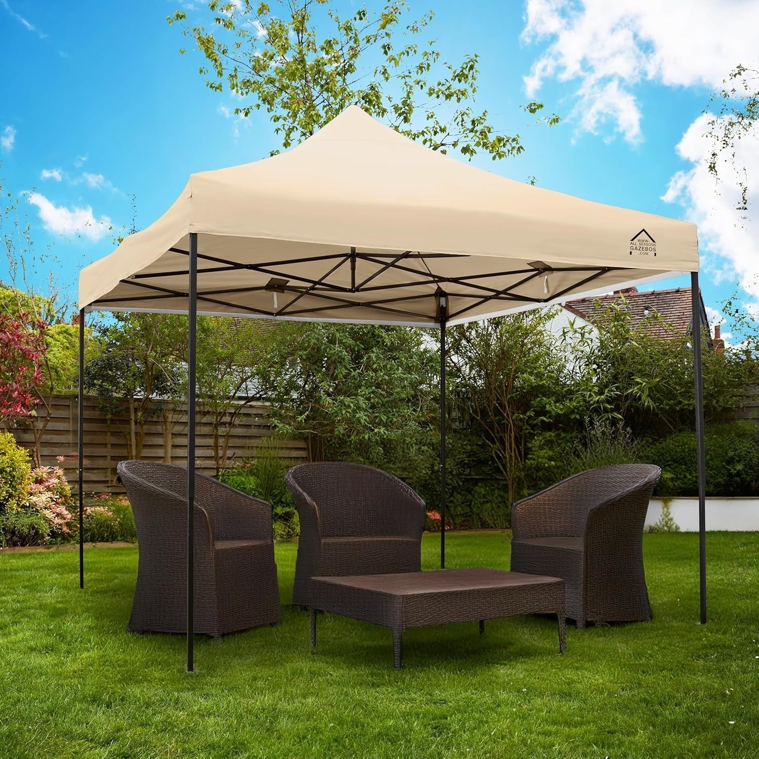 3x3M Beige Pop Up Gazebo Heavy Duty Waterproof Outdoor Tent With Accessories
